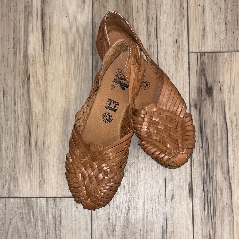 Tan Woven Leather Women's Shoes